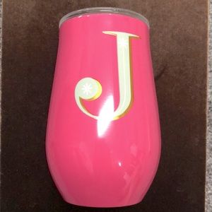 Metal tumbler with J initial
